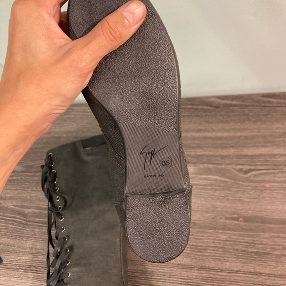 Zanotti knee high coated cotton leather versatile boots - Picture 11 of 16